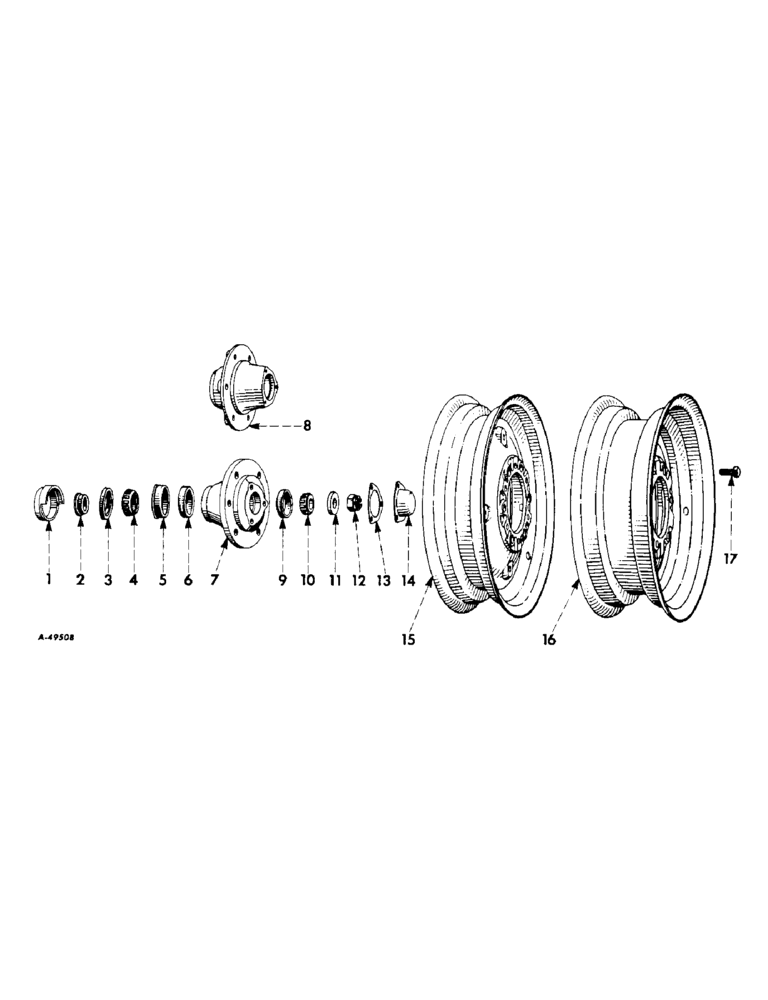 Схема запчастей Case IH 340 - (183) - WHEELS, FRONT WHEELS, INTERNATIONAL 330, 340 AND 340 DIESEL (11) - WHEELS