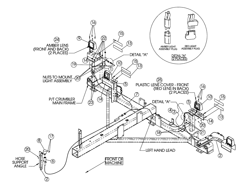 Схема запчастей Case IH P/T CRUMBLER - (55.404.01) - WARNING AND TAILLIGHT KIT (04) - ELECTRICAL SYSTEMS