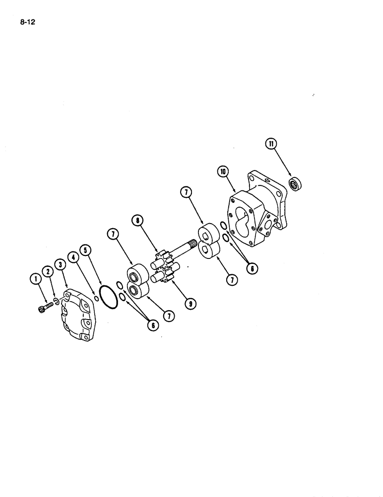 Схема запчастей Case IH 245 - (8-12) - HYDRAULIC PUMP, CONSTANT MESH MECHANICAL TRANSMISSION WITH POWER STEERING, SYNCHROMESH TRANSMISSION (08) - HYDRAULICS