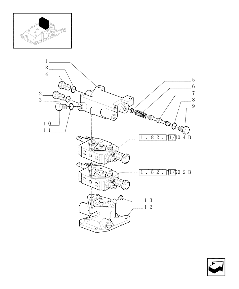 Схема запчастей Case IH JX1095C - (1.82.7/05[04]) - (VAR.028) 2 REAR REMOTE VALVES FOR MID-MOUNT AND EDC - CAPS AND FLANGE - D5484 (07) - HYDRAULIC SYSTEM