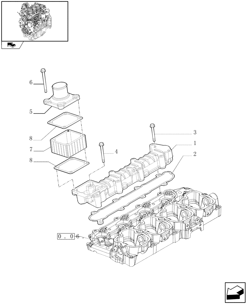 Схема запчастей Case IH FARMALL 75N - (0.07.1) - INTAKE MANIFOLD (01) - ENGINE