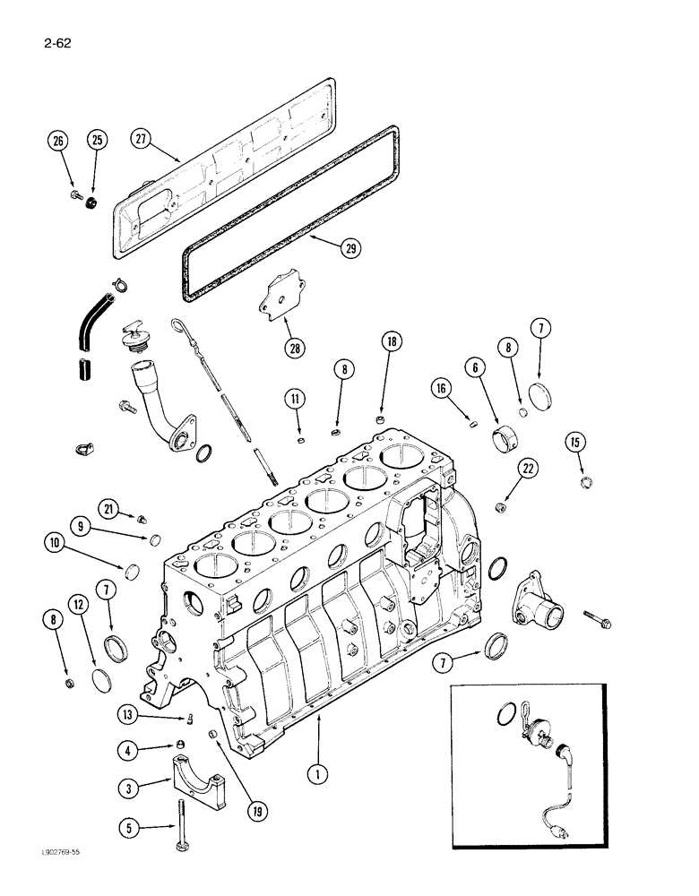 Схема запчастей Case IH 1822 - (2-62) - CYLINDER BLOCK 6TA-590 ENGINE (01) - ENGINE