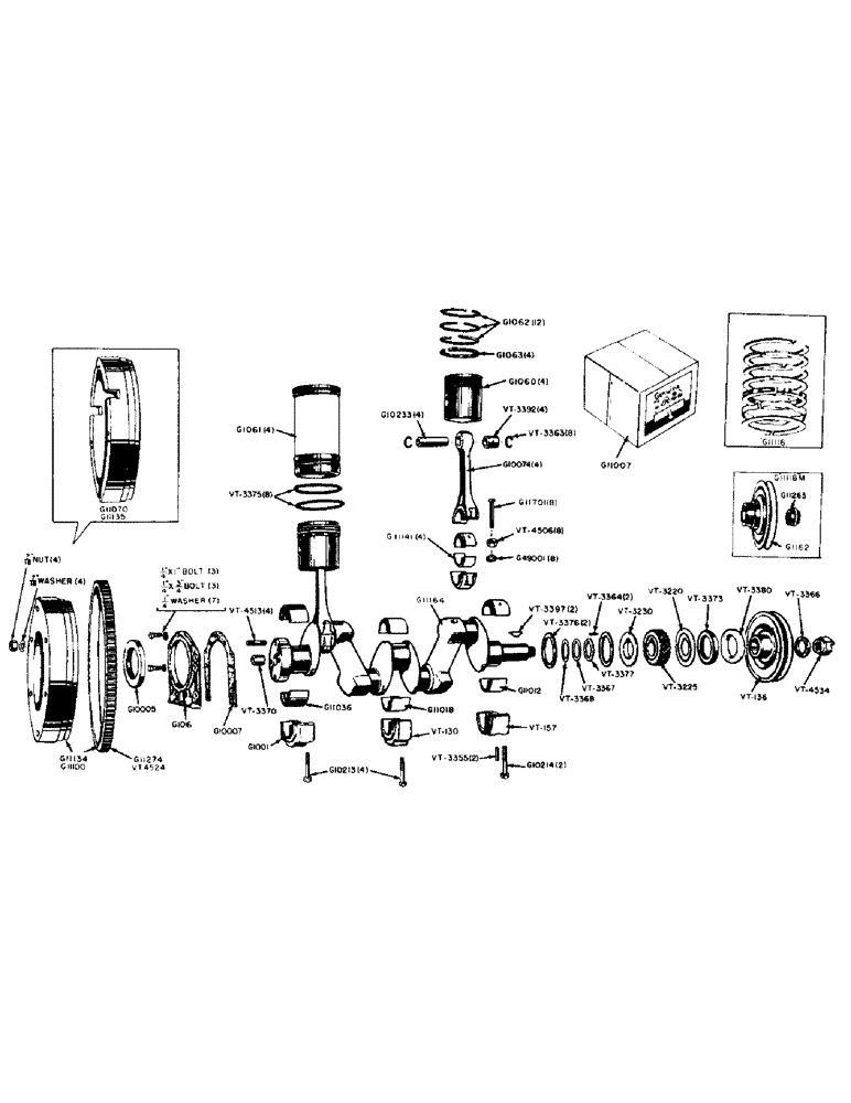 Схема запчастей Case IH 300-SERIES - (010) - SPARK IGNITION ENGINES, CRANKSHAFT AND FLYWHEEL, PISTONE AND CONNECTING RODS (02) - ENGINE