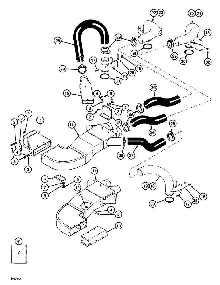 Схема запчастей Case IH 2044 - (9C-32) - AIR DUCTS AND HOSES, 2044 COTTON PICKER (15) - HANDLING SYSTEM