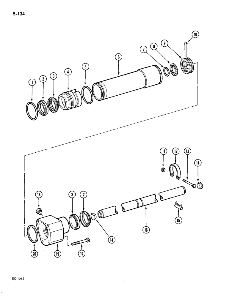 Схема запчастей Case IH 385 - (5-134) - STEERING CYLINDER, 4 WHEEL DRIVE, MFD AXLES APL-330 AND APL-325, TRACTORS P.I.N. 18001 AND AFTER (05) - STEERING