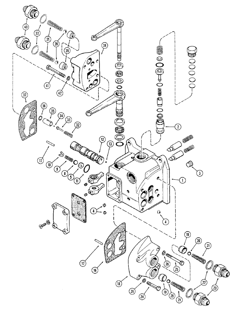 Схема запчастей Case IH 1570 - (184) - A141383 REMOTE VALVE, RIGHT HAND, WITH RELIEF VALVE (08) - HYDRAULICS