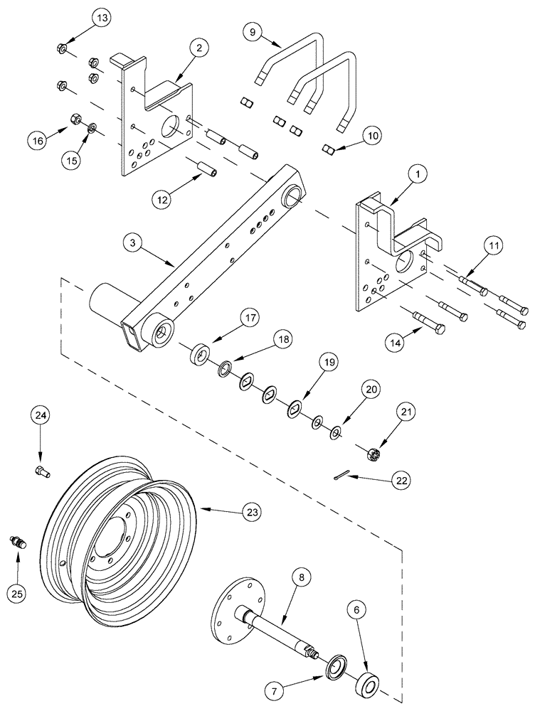 Схема запчастей Case IH 1200 - (D.20.B[01]) - CARRYING WHEELS - SINGLE ARM (BSN CBJ036114) D - Travel