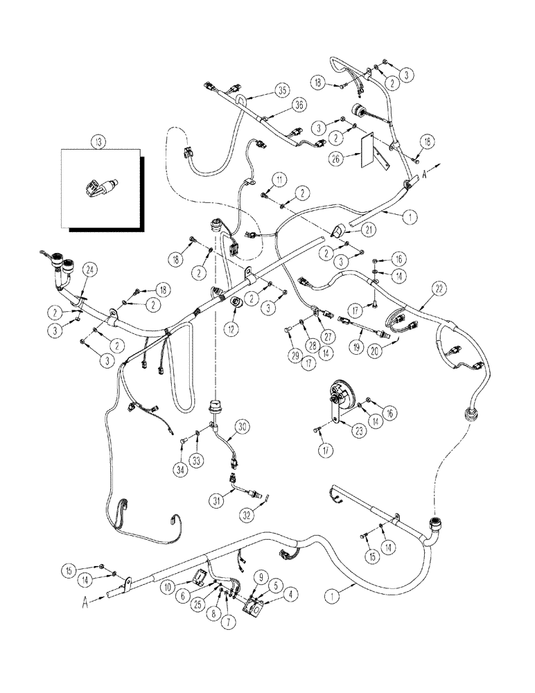 Схема запчастей Case IH STX375 - (04-20) - HARNESS - FRONT FRAME, BSN JEE0104001 (04) - ELECTRICAL SYSTEMS