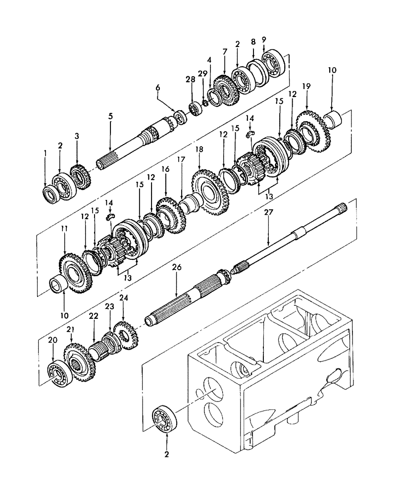 Схема запчастей Case IH D35 - (03.07) - FRONT TRANSMISSION GEARS, UPPER 12X12 (03) - TRANSMISSION