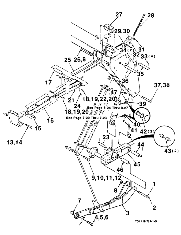 Схема запчастей Case IH 8360 - (7-14) - HEADER FRAME AND FLOTATION ASSEMBLY, LEFT, 12 FOOT (09) - CHASSIS