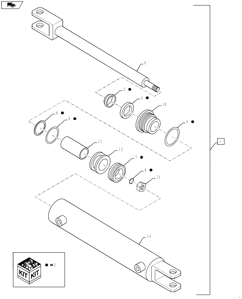 Схема запчастей Case IH WR102C - (35.900.02) - OPENING CYLINDER COMPONENTS (35) - HYDRAULIC SYSTEMS