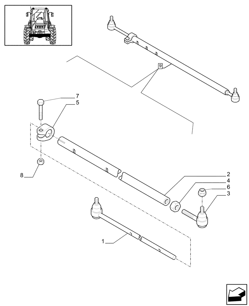 Схема запчастей Case IH JX95 - (1.41.0[05]) - 2WD FRONT AXLE - STEERING TIE-ROD (04) - FRONT AXLE & STEERING