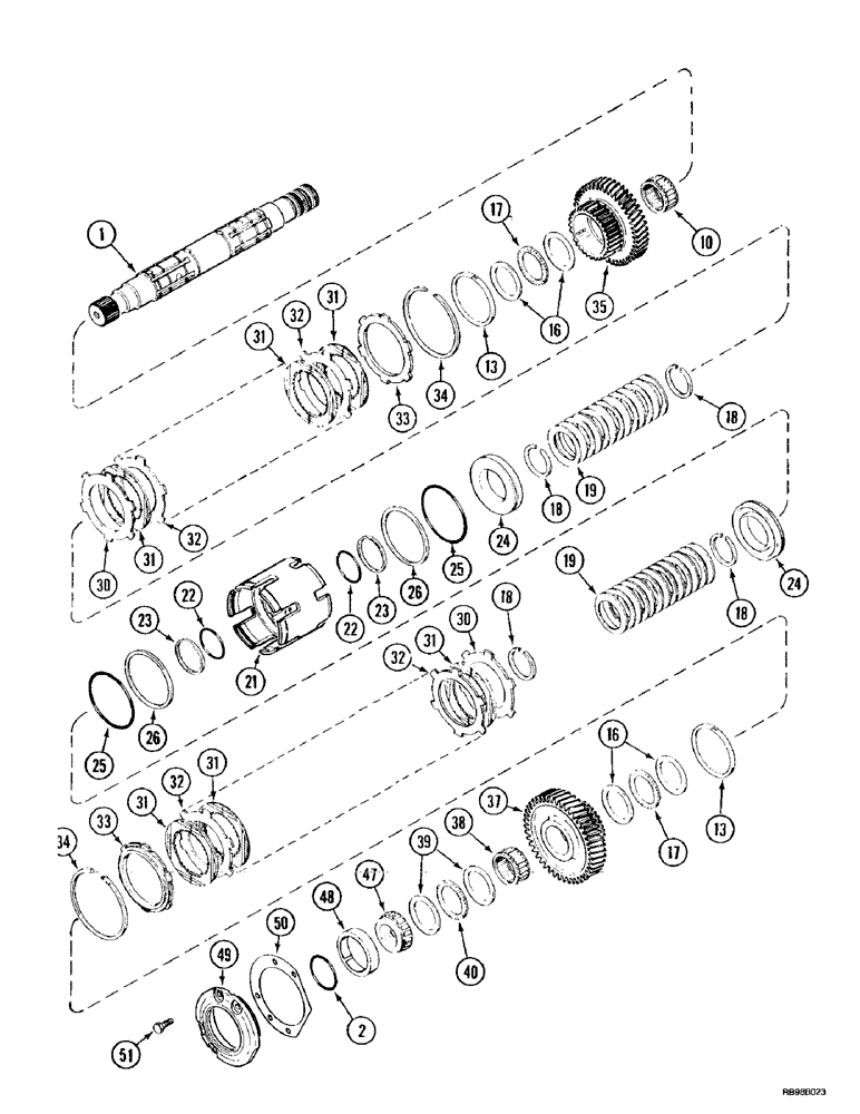 Схема запчастей Case IH MX200 - (6-030) - SPEED TRANSMISSION, OUTPUT SHAFT REAR CLUTCH (06) - POWER TRAIN