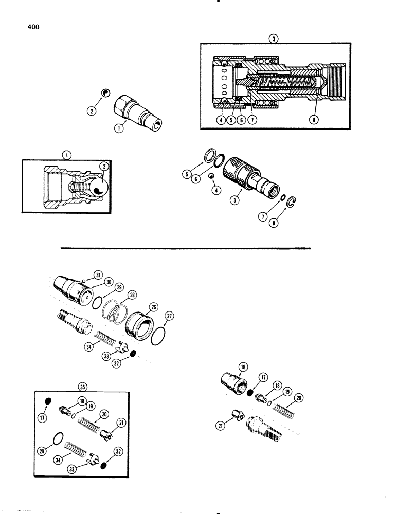 Схема запчастей Case IH 1270 - (400) - REMOTE HYDRAULIC HOSE COUPLINGS, PRESSURE COUPLING, FIRST USED P.I.N. 8770001 (08) - HYDRAULICS