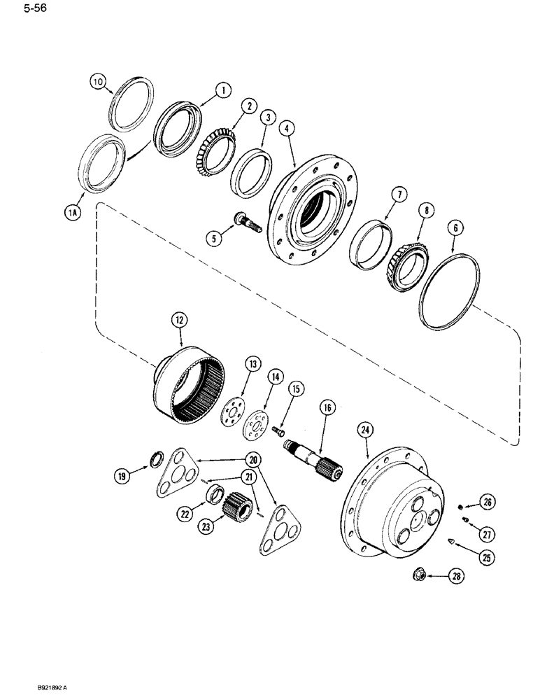 Схема запчастей Case IH 7110 - (5-56) - FRONT AXLE PLANETARIES AND HUB, MFD TRACTOR, THREE PIN PLANETARY (05) - STEERING