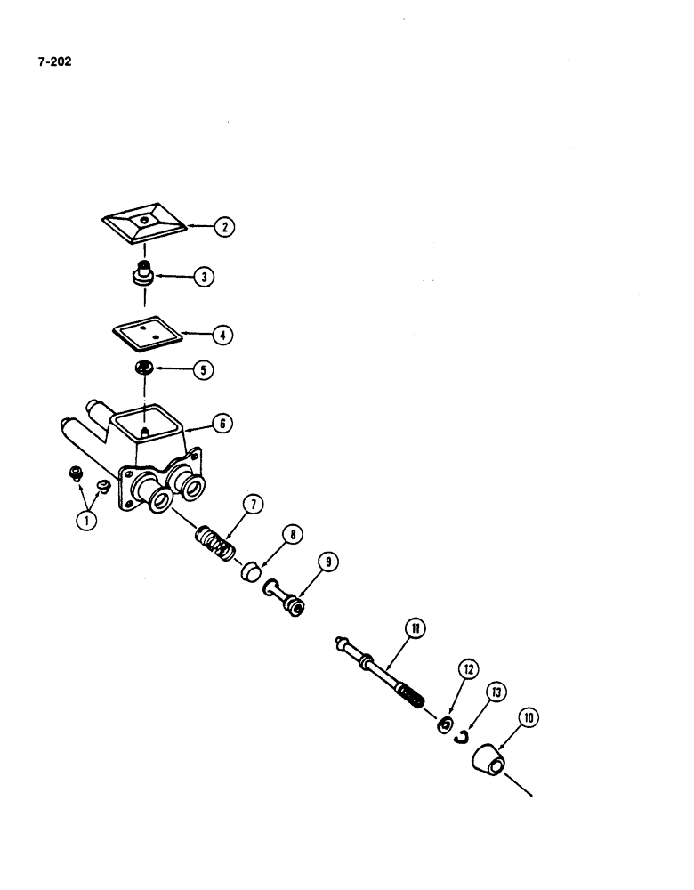 Схема запчастей Case IH 782 - (7-202) - BRAKE MASTER CYLINDER LOW DRUM MACHINES P.I.N. 682 & AFTER HIGH DRUM MACHINES P.I.N. 2125 & AFTER (5.1) - BRAKES