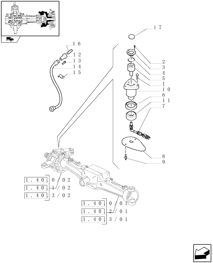 Схема запчастей Case IH PUMA 195 - (1.75.0[06]) - FRONT AXLE STEERING SENSOR AND RELATED PARTS (06) - ELECTRICAL SYSTEMS