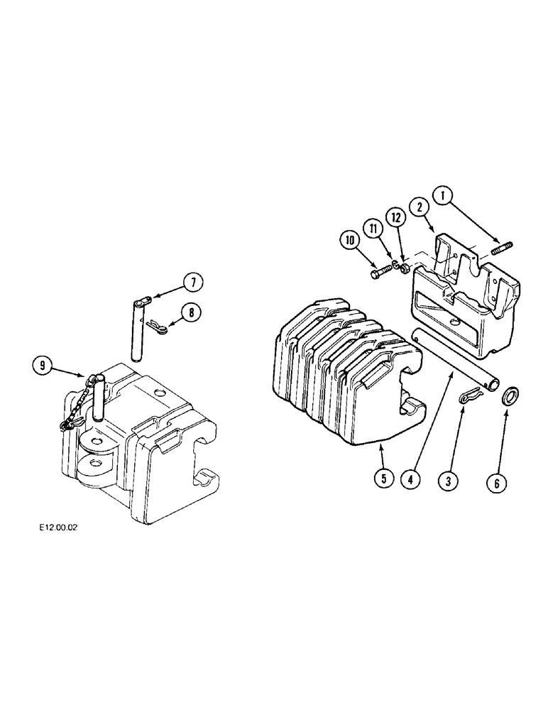 Схема запчастей Case IH 2140 - (9-004[B]) - FRONT END WEIGHTS, 2140 - (P.I.N. : CGC12131-) (09) - CHASSIS/ATTACHMENTS