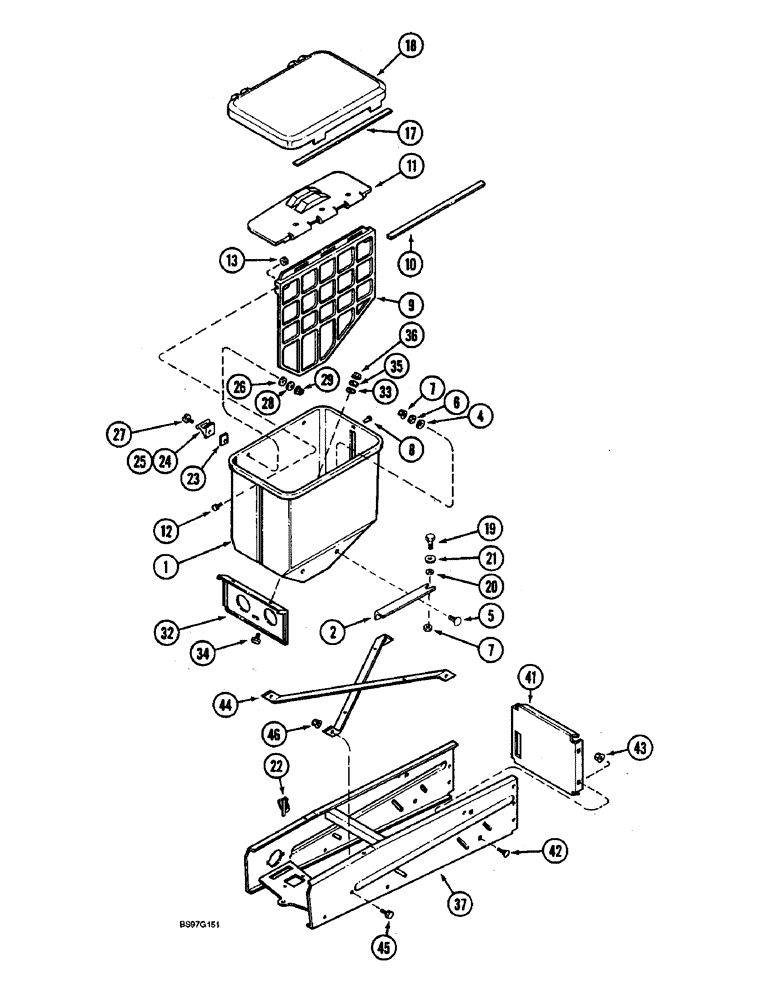 Схема запчастей Case IH 900 - (9-288) - GRANULAR CHEMICAL HOPPER AND SUPPORT, CYCLO AIR & PLATE PLANTERS (09) - CHASSIS/ATTACHMENTS