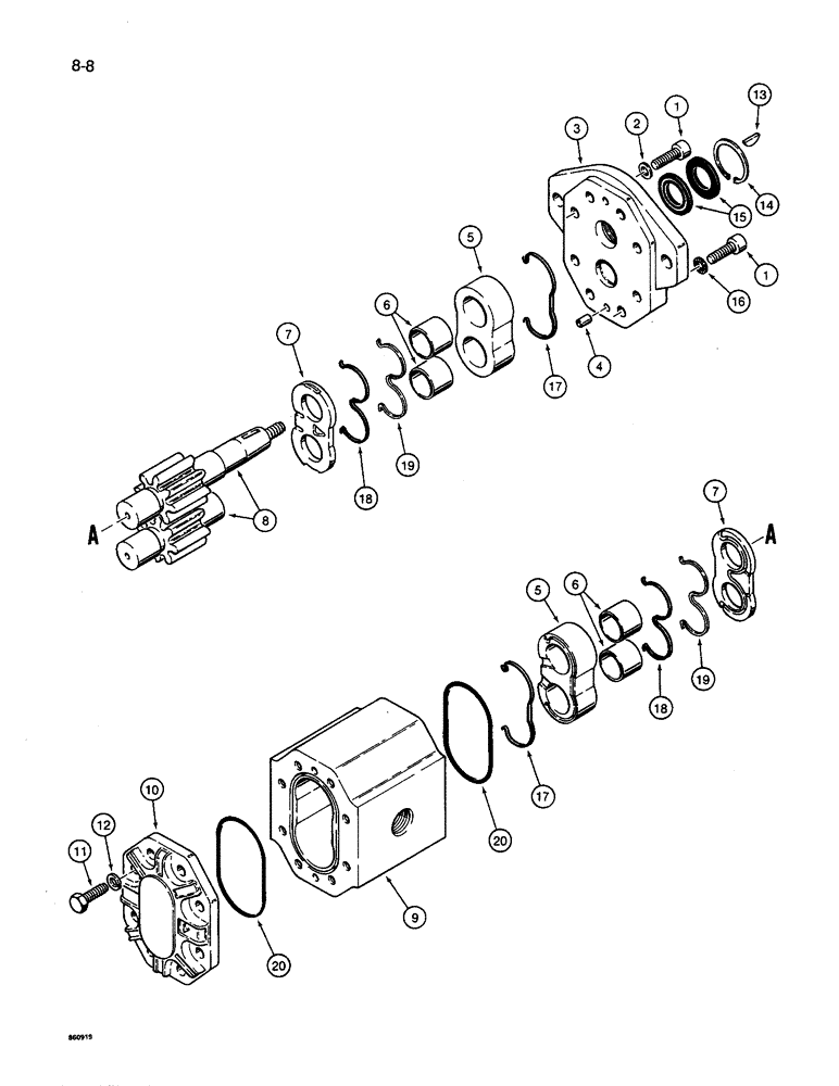 Схема запчастей Case IH 8600 - (8-08) - HYDRAULIC PUMP, 85036C91 (08) - HYDRAULICS