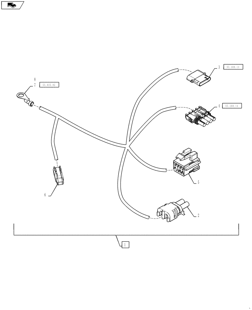 Схема запчастей Case IH 810 - (55.100.13) - REMOTE MODULE HARNESS (55) - ELECTRICAL SYSTEMS