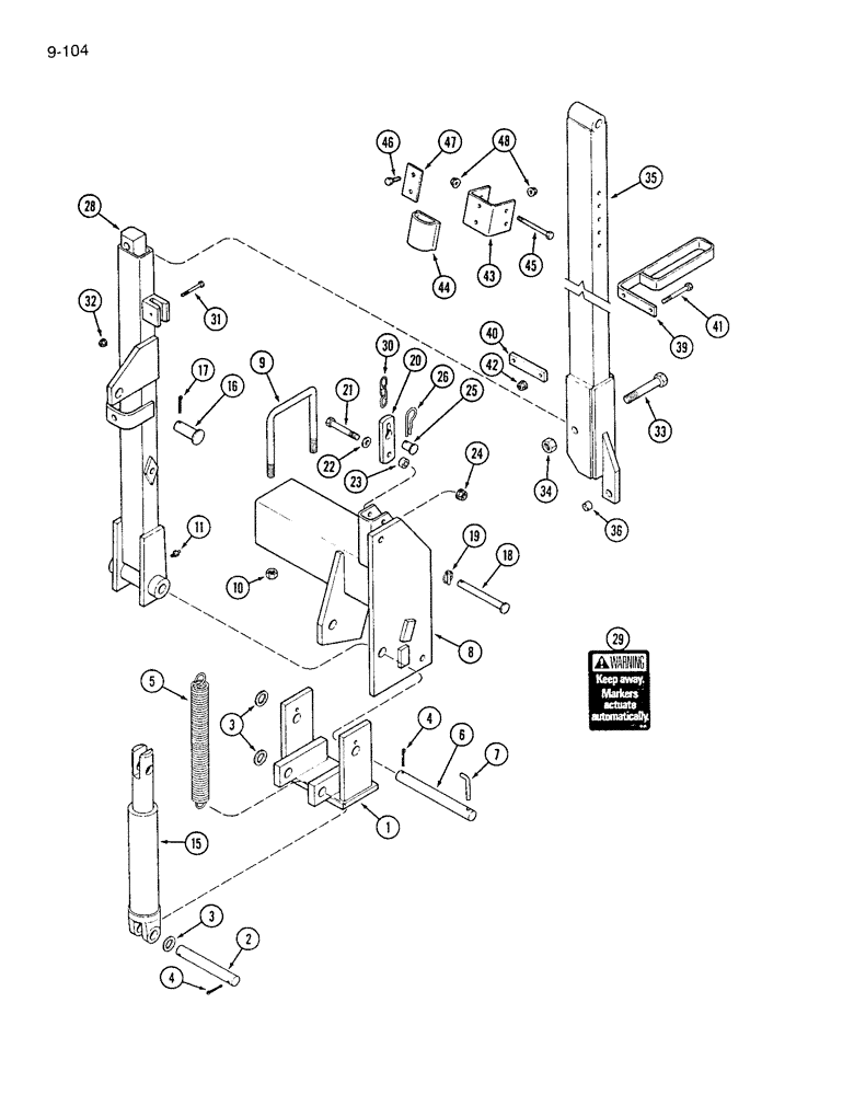 Схема запчастей Case IH 7200 - (9-104) - DISC MARKER ATTACHMENT, HYDRAULIC FOLDING (09) - CHASSIS/ATTACHMENTS