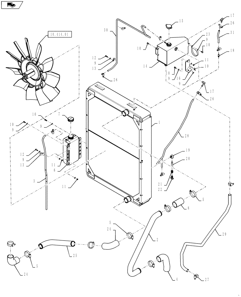 Схема запчастей Case IH TITAN 3530 - (10.406.01) - RADIATOR AND COMPONENTS (10) - ENGINE