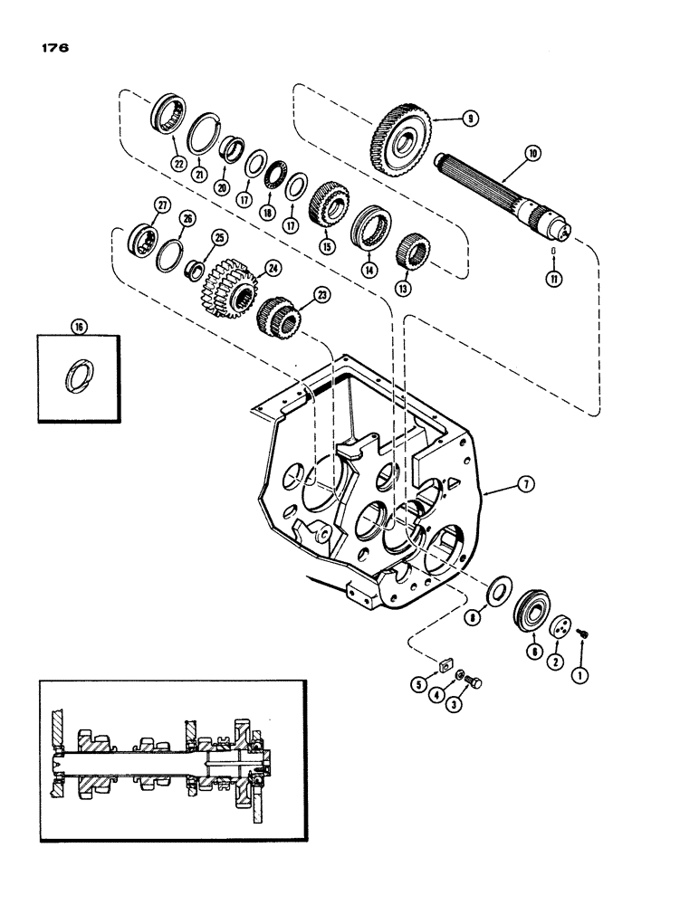 Схема запчастей Case IH 970 - (176) - SLIDING GEAR SHAFT, MECHANICAL SHIFT (06) - POWER TRAIN