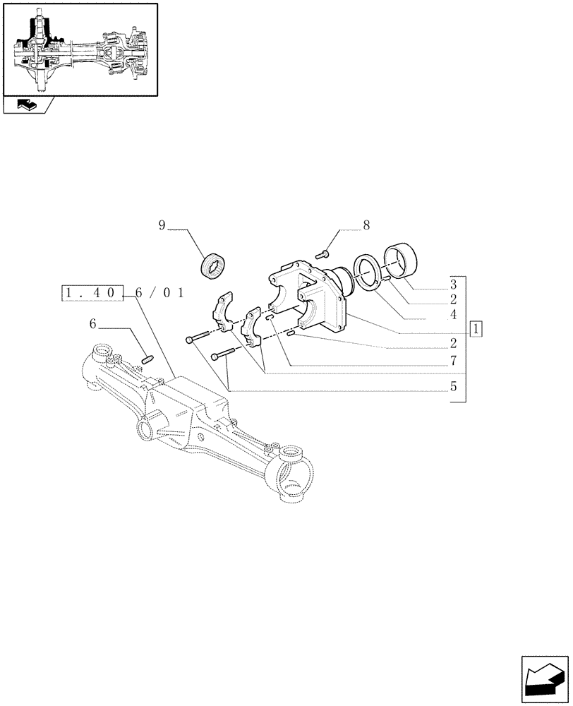 Схема запчастей Case IH PUMA 125 - (1.40. 6/05) - 4WD (CL.3) FRONT AXLE WITH LIMITED SLIP DIFF. L/ST. SENSOR W/BRAKES - SUPPORT (VAR.330425) (04) - FRONT AXLE & STEERING