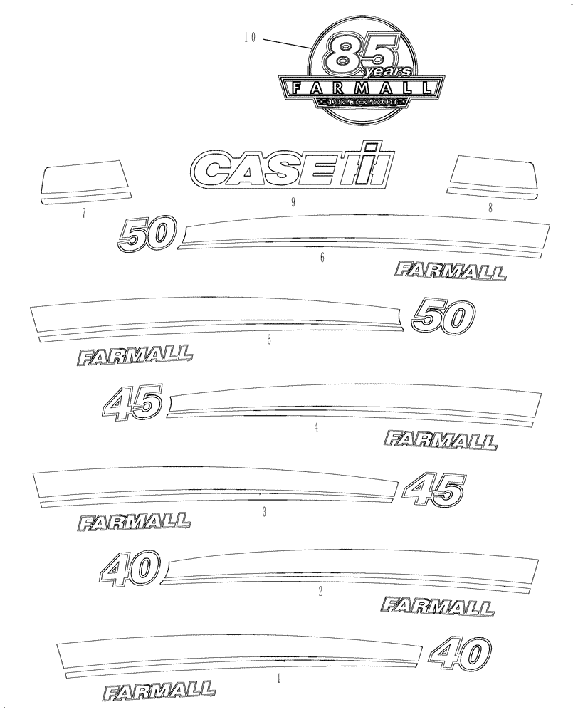 Схема запчастей Case IH FARMALL 50 - (08.07) - DECALS - IDENTIFICATION (08) - SHEET METAL