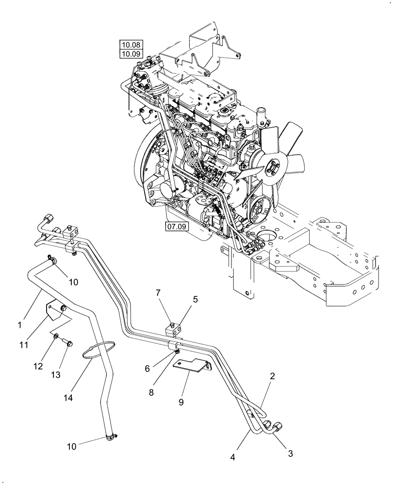 Схема запчастей Case IH FARMALL 40 - (04.08) - POWER STEERING TUBES (04) - FRONT AXLE & STEERING