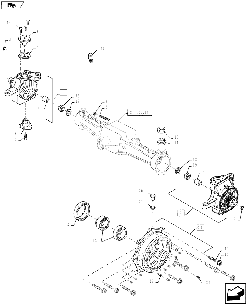 Схема запчастей Case IH PUMA 130 - (25.108.12) - VAR - 330430 - CL.4 FRONT AXLE W/ BRAKES- STEERING KNUCKLE - HUB (25) - FRONT AXLE SYSTEM