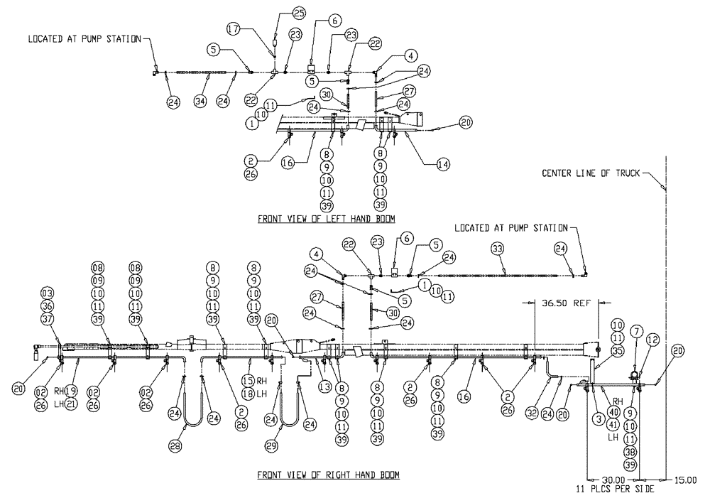 Схема запчастей Case IH 437 - (10-011) - BOOM PLUMBING, WET, 3 WHL, REAR Wet Kit