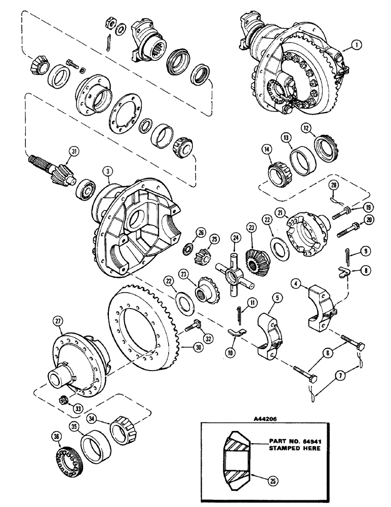 Схема запчастей Case IH 2470 - (112) - FRONT AXLE DIFFERENTIAL CARRIER ASSEMBLY, CONVENTIONAL TYPE, USED PRIOR TO TRACTOR S/N 8692421 (05) - STEERING