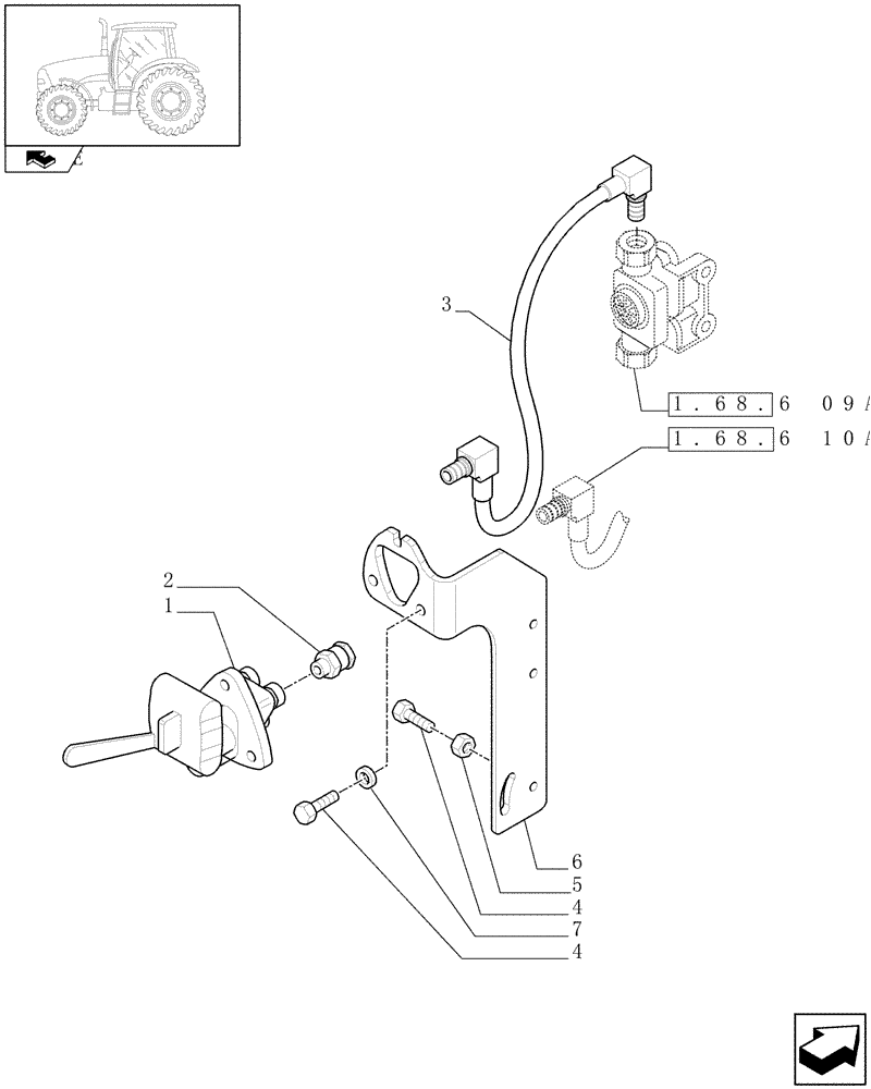 Схема запчастей Case IH PUMA 155 - (1.68.6[11A]) - PNEUMATIC TRAILER BRAKE (ITALY) - BRACKET AND COUPLING - D6753 (VAR.332737) (05) - REAR AXLE