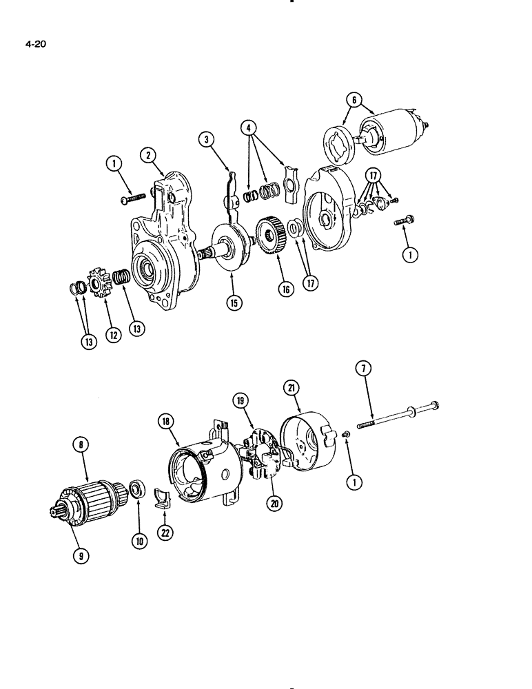 Схема запчастей Case IH 1140 - (4-20) - STARTER ASSEMBLY, 1140 TRACTOR (04) - ELECTRICAL SYSTEMS