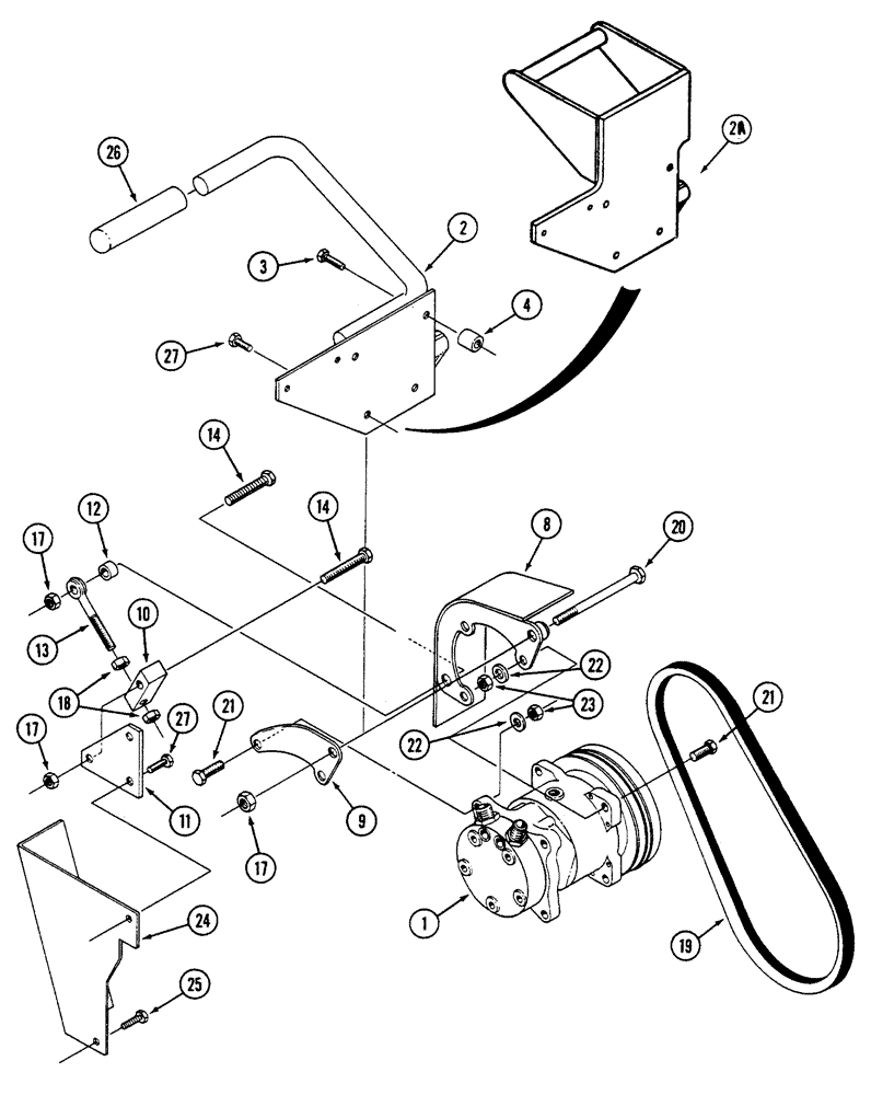 Схема запчастей Case IH 9250 - (9-118) - AIR CONDITIONER, COMPRESSOR MOUNTING AND DRIVE, 9250 AND 9260 TRACTOR, PRIOR TO P.I.N. JCB0028400 (09) - CHASSIS/ATTACHMENTS