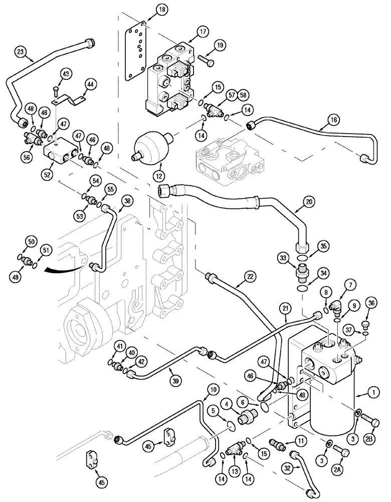 Схема запчастей Case IH MX170 - (08-04) - HYDRAULIC PUMP, OIL LINES AND FILTER (35) - HYDRAULIC SYSTEMS