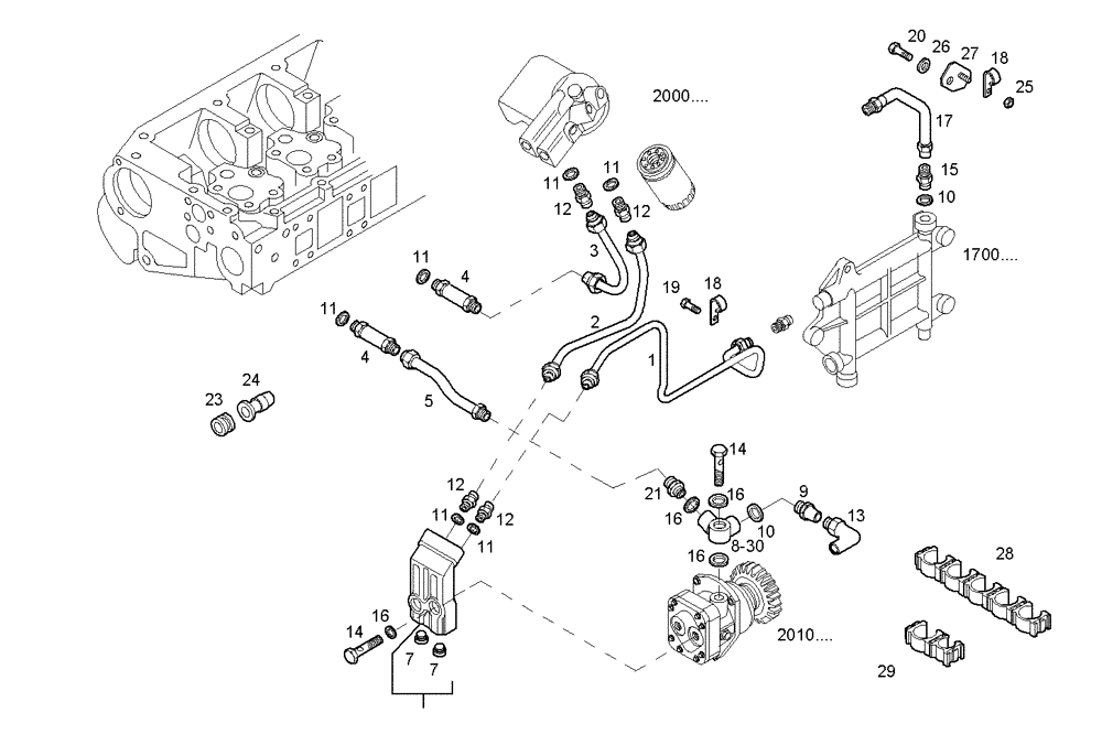 Схема запчастей Case IH F3AE0684D B001 - (2030.187) - FUEL LINES 