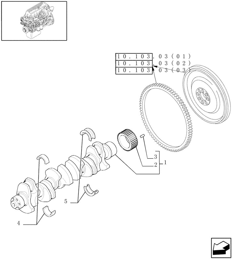 Схема запчастей Case IH 8010 - (10.103.02) - CRANKSHAFT & RELATED PARTS - 8010 (10) - ENGINE