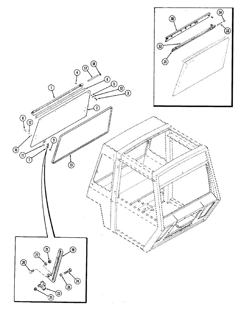 Схема запчастей Case IH 2470 - (484) - CAB, REAR WINDOW WITHOUT FRAME, CAB SERIAL NO. 7882601 AND AFTER WITH PIN TYPE HINGE (09) - CHASSIS/ATTACHMENTS