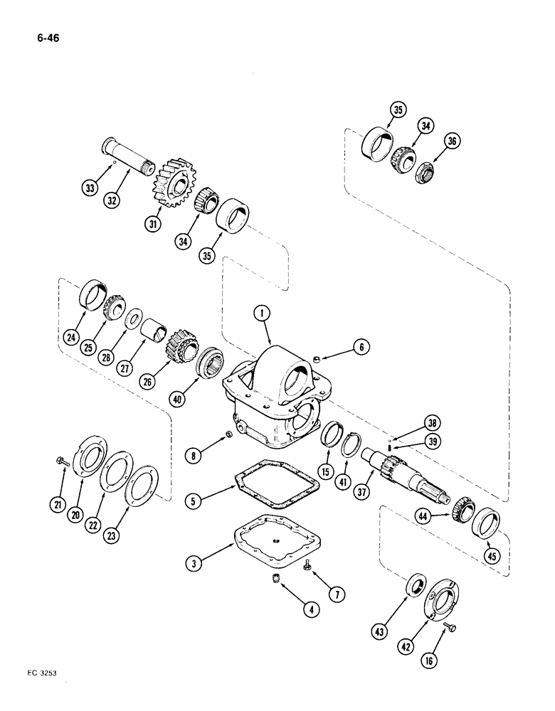 Схема запчастей Case IH 1896 - (6-46) - TRANSFER GEARBOX, CONSTANT LOCK TYPE (06) - POWER TRAIN