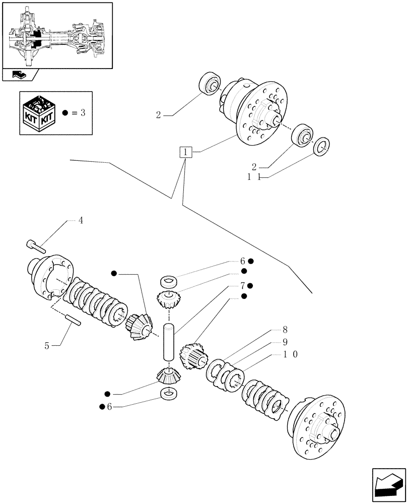 Схема запчастей Case IH FARMALL 80 - (1.40.10/07) - STANDARD FRONT AXLE W/LIMITED SLIP DIFF,40KM/H - DIFFERENTIAL (VAR.335541-743559-743552) (04) - FRONT AXLE & STEERING