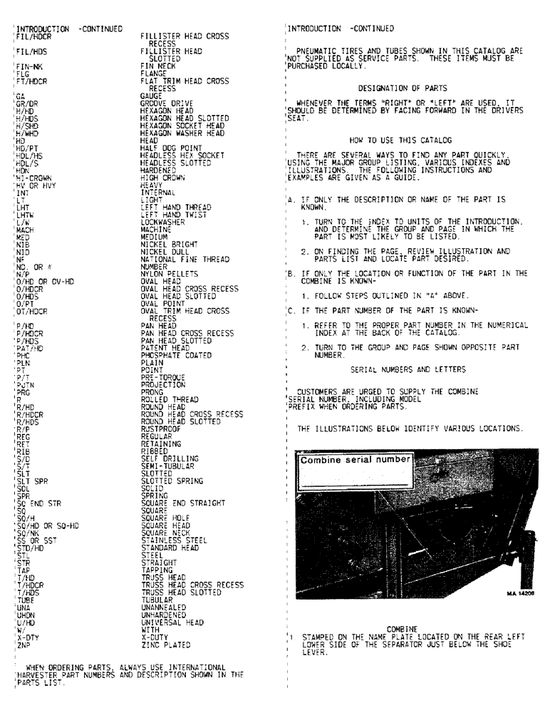 Схема запчастей Case IH 1482 - (00-05) - INTRODUCTION, SERIAL NUMBER LOCATIONS (00) - GENERAL