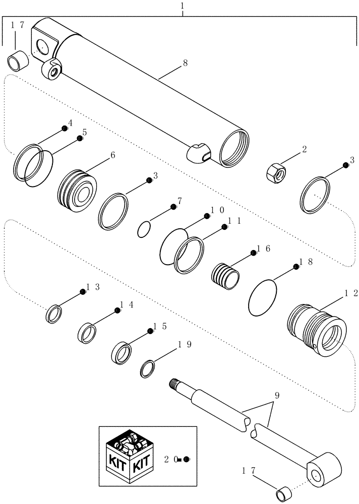 Схема запчастей Case IH LX132 - (08-10) - CYLINDER ASSEMBLY - LIFT - 450328A1 (08) - HYDRAULICS