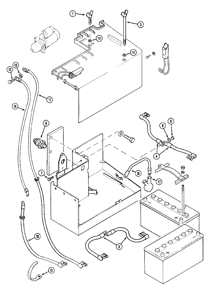 Схема запчастей Case IH 5140 - (4-040) - BATTERY CONNECTIONS, - JJF1000558 (04) - ELECTRICAL SYSTEMS