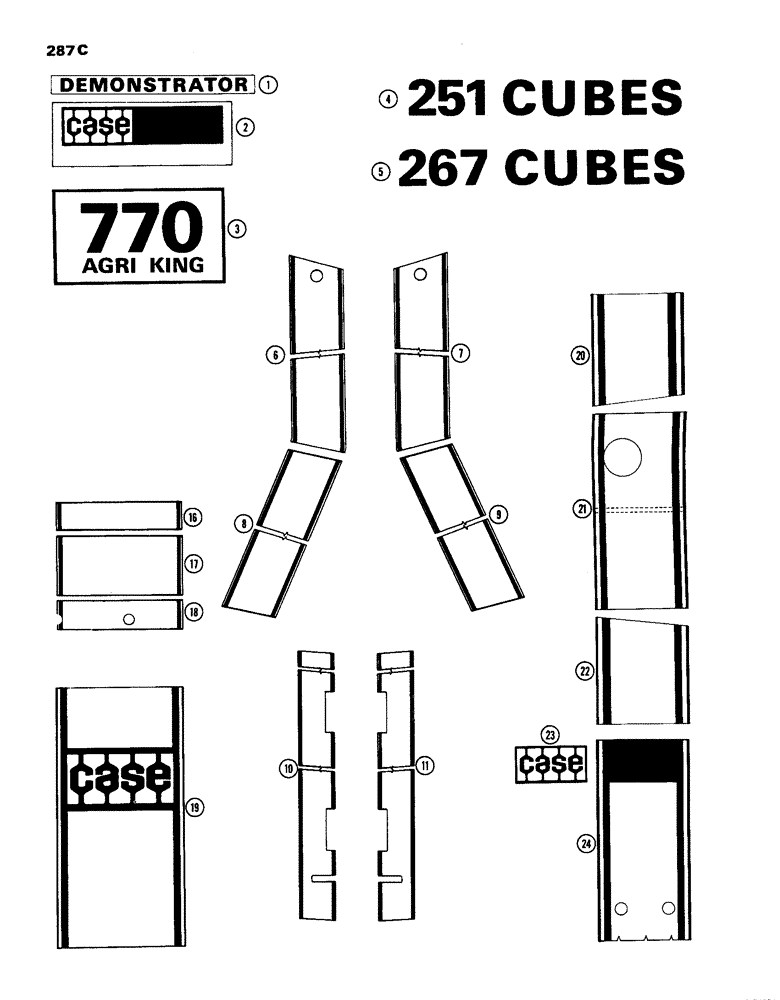 Схема запчастей Case IH 770 - (287C) - DECALS, DEMONSTRATOR, 1ST USED TRACTOR SERIAL NUMBER 8675001 (09) - CHASSIS/ATTACHMENTS