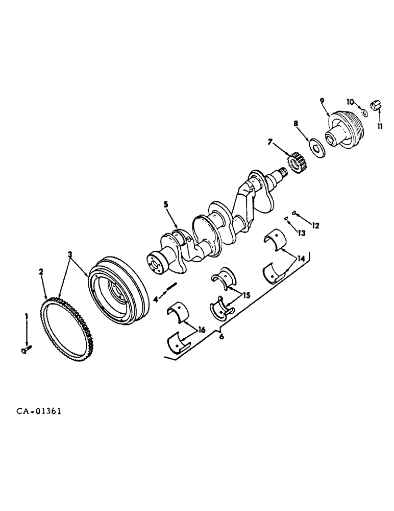 Схема запчастей Case IH C-157 - (J-12) - CRANKSHAFT, FLYWHEEL AND BEARINGS 