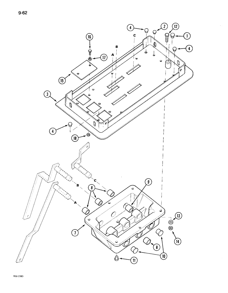 Схема запчастей Case IH 895 - (9-062) - CAB, DRAFT CONTROL LEVER HOUSING (09) - CHASSIS/ATTACHMENTS