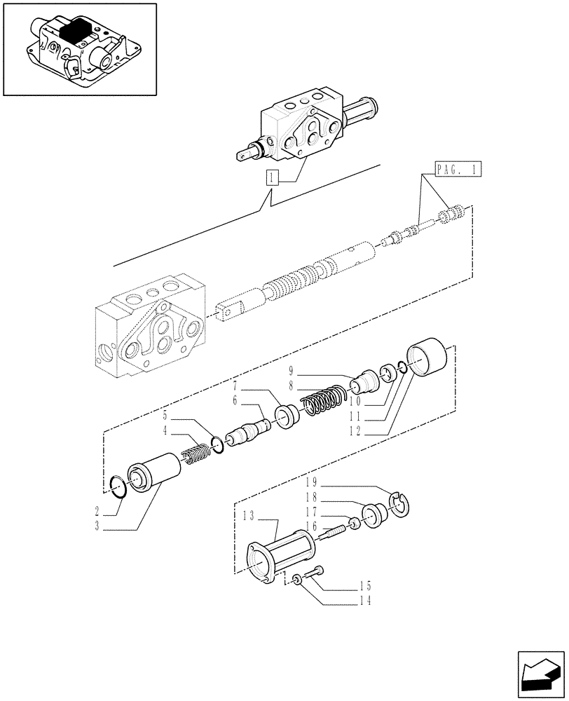 Схема запчастей Case IH MXM120 - (1.82.7/01E[02]) - DOUBLE-ACTING EXTERNAL CONTROL VALVE W/FLOAT AND AUTOMATIC CUTOUT BREAKDOWN - D5500 (07) - HYDRAULIC SYSTEM